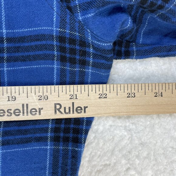 Wrangler Shirt Men's M Blue Plaid Long Sleeve Lightweight Flannel Pearl Snap - Picture 3 of 8